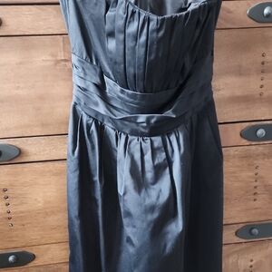 David's Bridal Black Strapless Ruched Gown